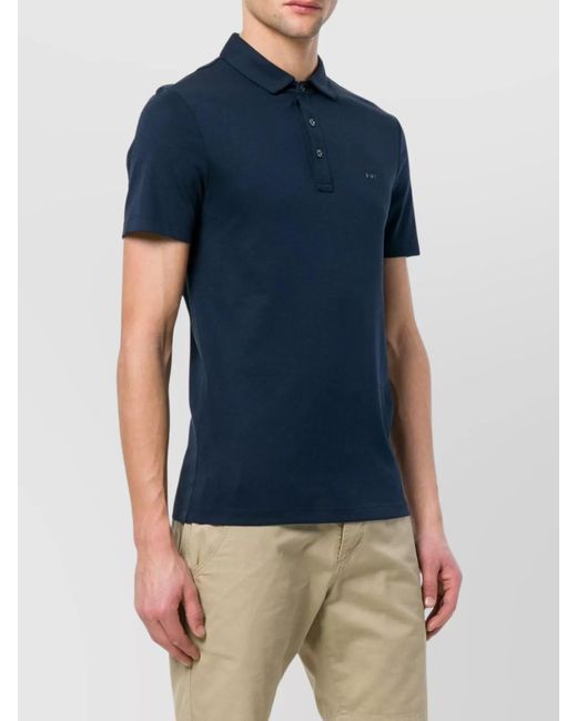 Michael Kors Blue Cotton Relaxed-Fit Short-Sleeve Polo Shirt for men