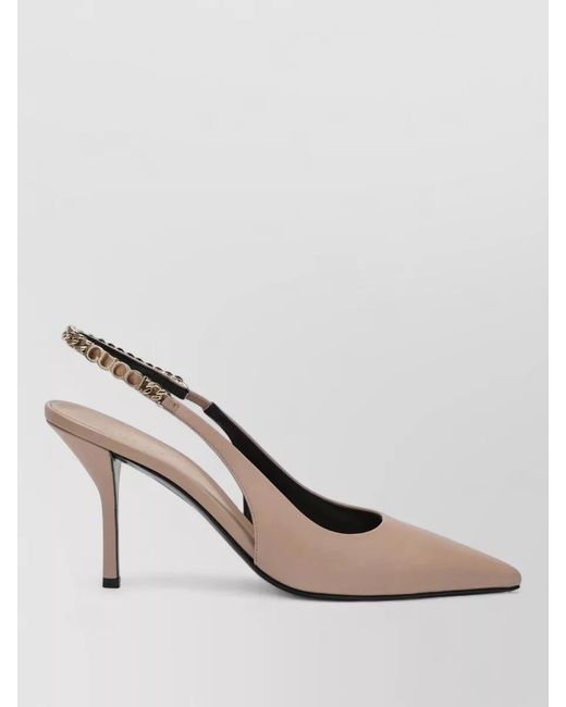 Gucci Natural Chain Detail Pointed Toe Sling Back Pumps