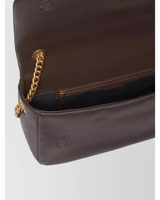 Pinko Gray Love Bag Click Leather Shoulder Bag