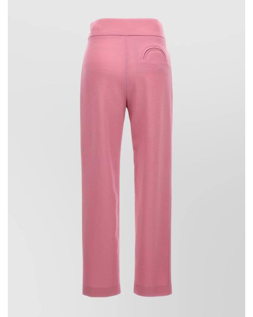 Blazé Milano Pink Virgin Wool Wide-Leg Trousers