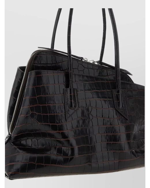 The Attico Black Medium Leather Shoulder Bag