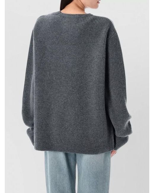 Extreme Cashmere Gray Cashmere Ribbed Sweater Long Sleeves U Size