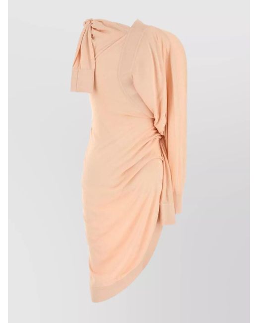 Ferragamo White Cotton Blend One Shoulder Dress With Draped Detail