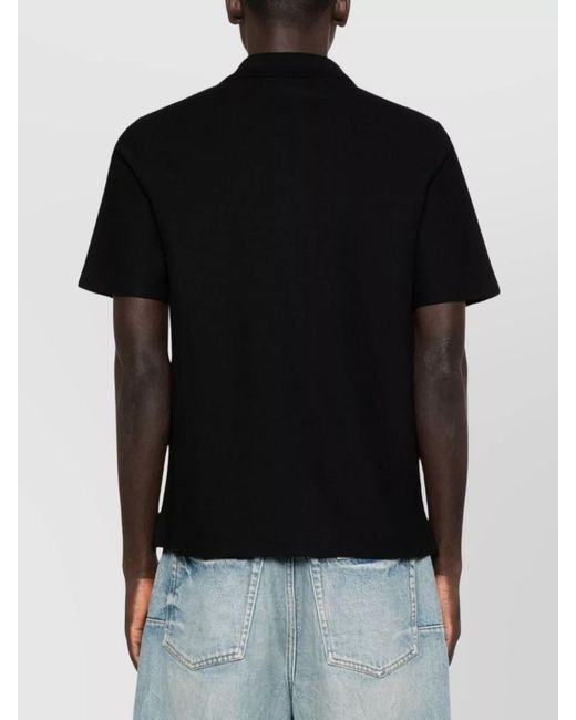 Lanvin Black Cotton Short-Sleeve Polo Shirt for men