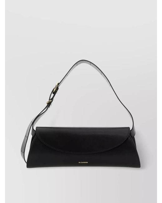 Jil Sander Black Cannolo Large Leather Shoulder Bag