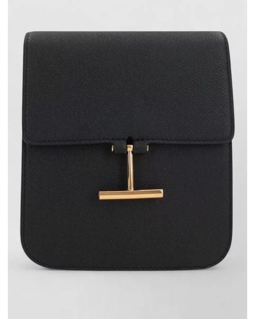 Tom Ford Black Shoulder Bag Adjustable Strap Textured Finish