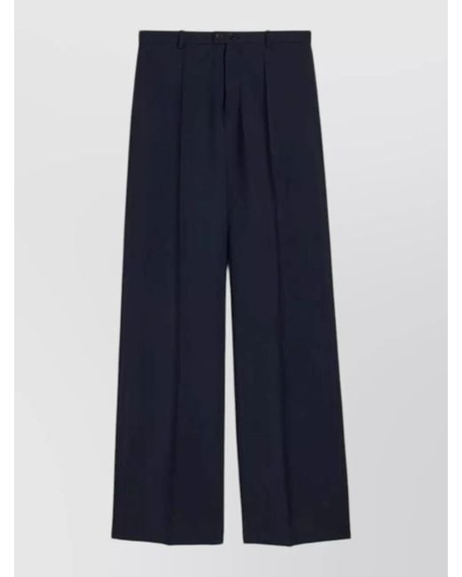 Jil Sander Blue Wool Tailored Trousers Belt Loops Creased for men