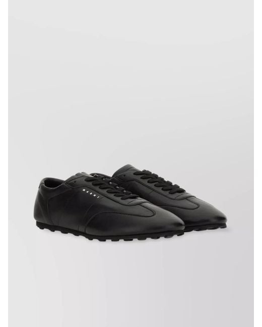 Marni Black Leather Softy Soccer Low-Top Sneakers for men