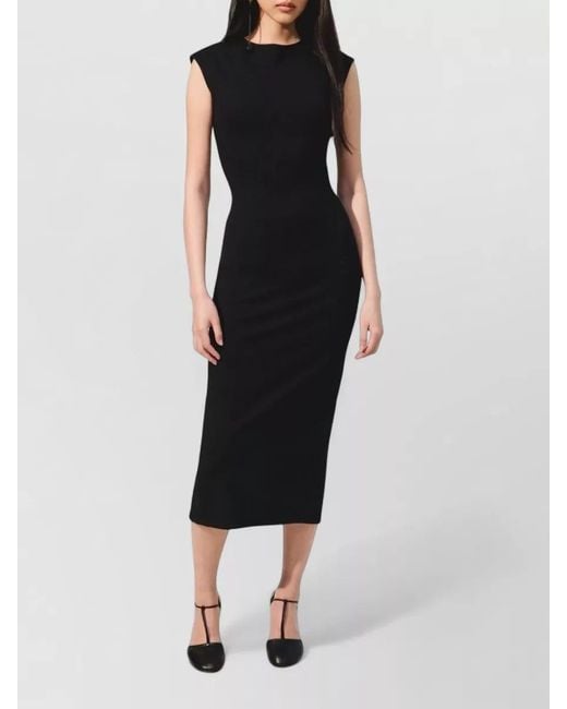 Jacquemus Black Knee Length Dress Cap Sleeves Ruched