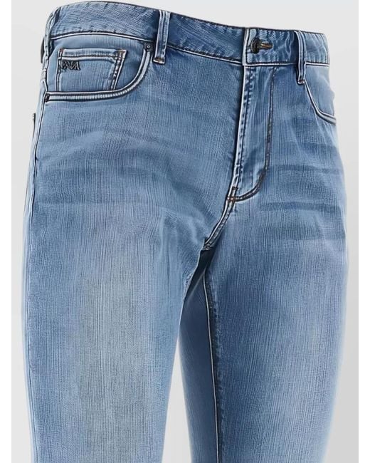 Emporio Armani Blue Denim Cotton Jeans Slim Fit Mid Rise for men