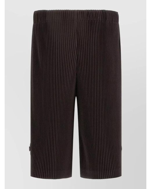 Homme Plissé Issey Miyake Black Transformable Bermuda Shorts Knee Length Pleated for men