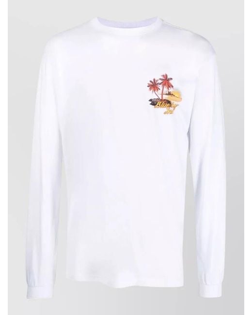 BLUE SKY INN White Logo Crew Neck Long Sleeve T-Shirt for men