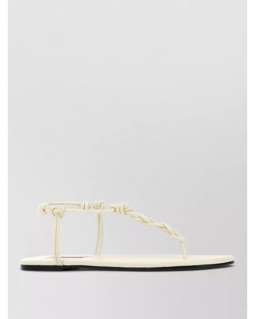 Jil Sander White Leather Tangle Sandals Open Toe Flat
