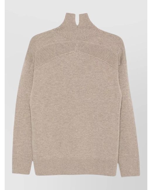 SEVENTY VENEZIA Natural Cashmere Wool Ribbed Turtleneck Sweater