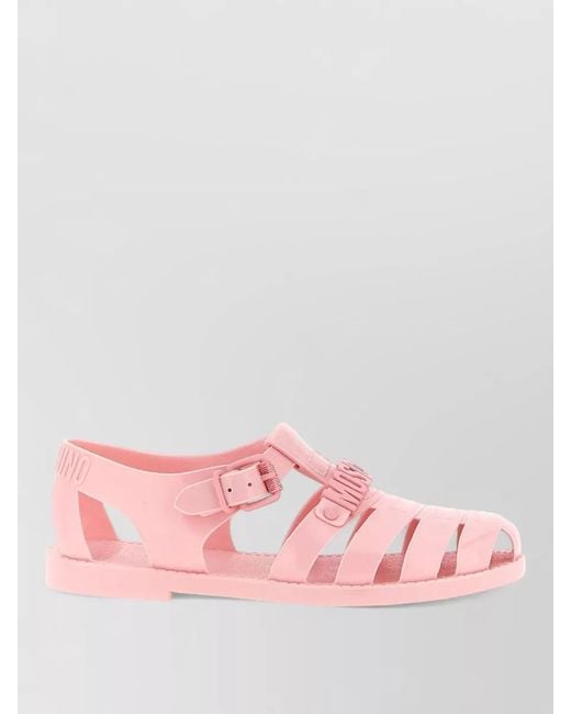 Moschino Pink Flat Sole Open Toe Jelly Sandals