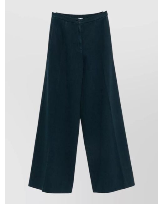 Forte_forte Blue Cotton Trousers Wide Leg Elasticated Waist