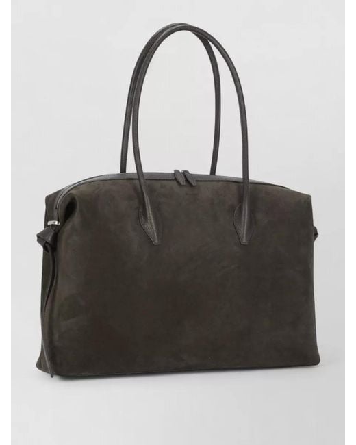 Yuzefi Black Suede Tote Bag Detachable Shoulder Strap