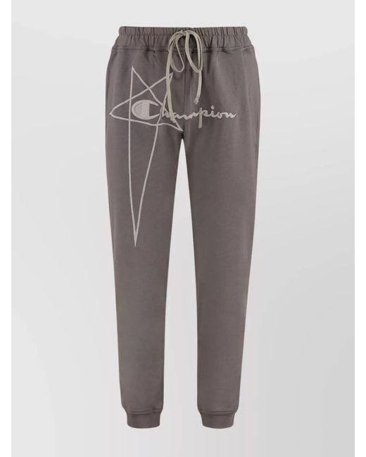 Rick Owens Gray Ribbed Cotton Track Pants for men