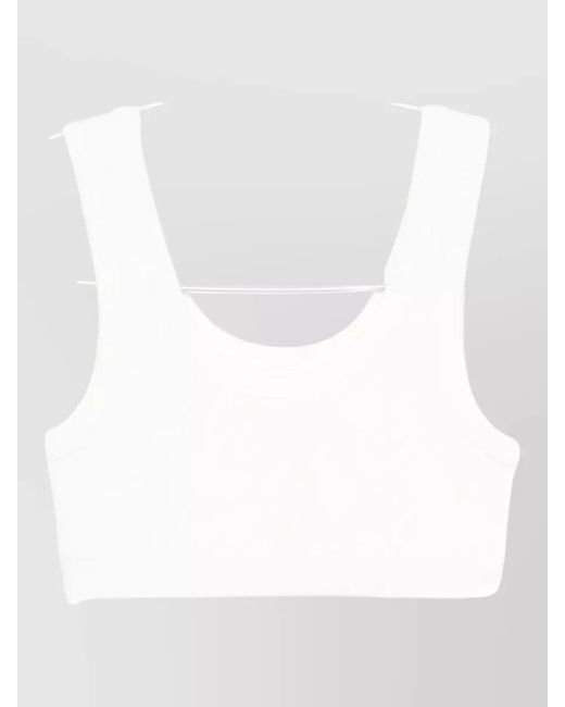 Closed White Cotton Bralette Top Cropped Scoop Neckline