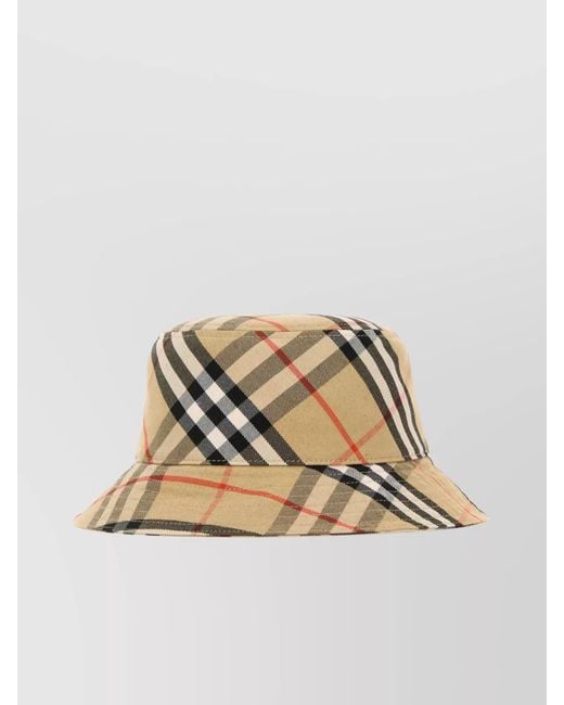 Burberry Natural Checkered Equestrian Patch Bucket Hat for men