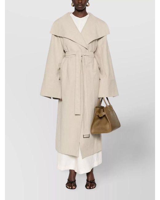 Totême Natural Linen Belted Mid-Length Coat