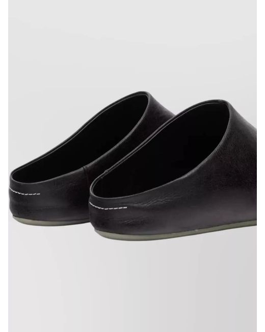 MM6 by Maison Margiela Gray Backless Calfskin Square Toe Flat Loafers for men