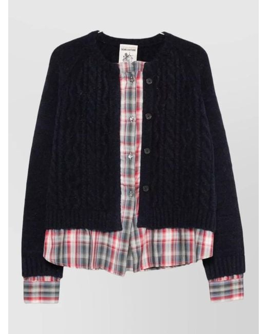 Semicouture Black Marcy Wool Blend Cardigan Layered Style