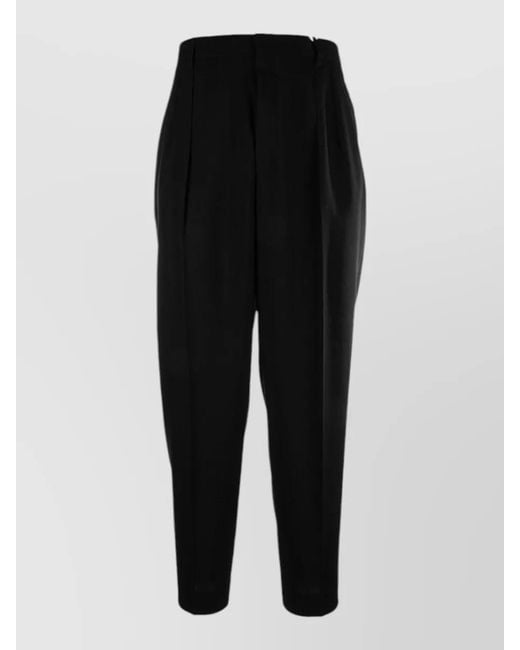 Cellar Door Black Trousers Button Detail Cropped Length Pleated for men