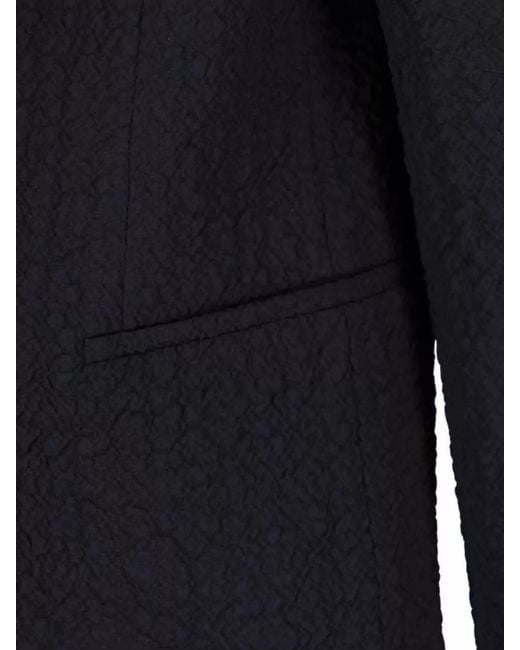 Giorgio Armani Blue Front Pockets Notched Lapel Single Breasted Textured Fabric for men