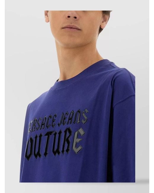 Versace Jeans Couture Blue Cotton Logo-Print T-Shirt for men