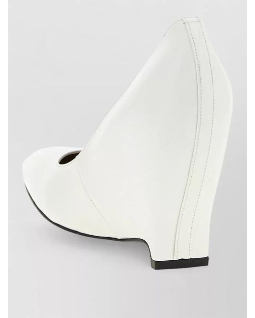 Maison Margiela White Pointed Toe Pumps Seam Detailing Wedge Heel
