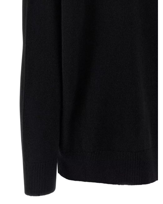Jil Sander Blue Wool Cashmere Ribbed V-Neck Oversized Jumper