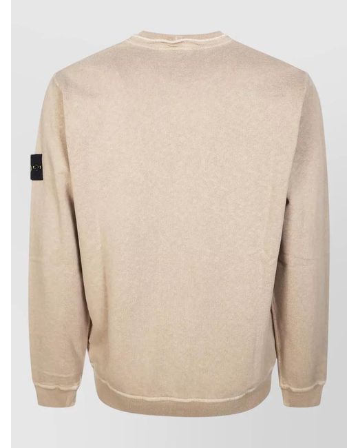 Stone Island Natural Crewneck Sweatshirt Long Sleeves Ribbed Trims for men