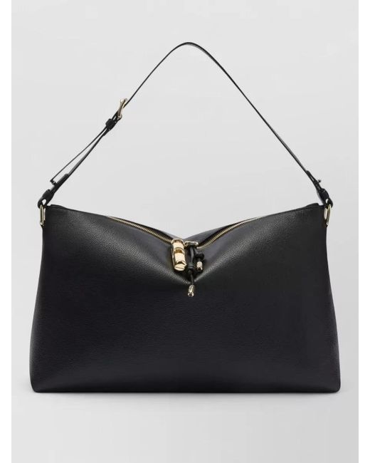 Furla Black Shoulder Bag Tone Hardware Adjustable Strap
