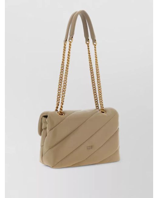 Pinko Natural Love Bag Puff Maxi Leather Quilted Shoulder Bag