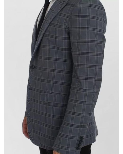 Dolce & Gabbana Blue Checked Slim-Fit Single-Breasted Blazer for men