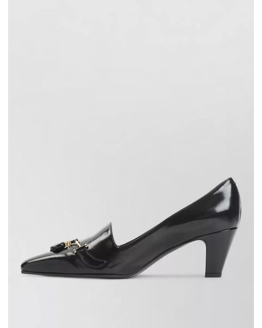 Céline Black Queen Tassel Leather Pumps Detail