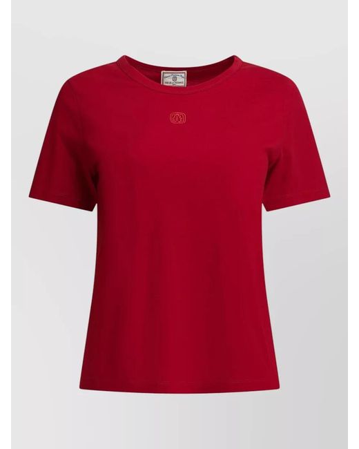 Ines De La Fressange Paris Red Short Sleeve Crew Neck Cotton T Shirt