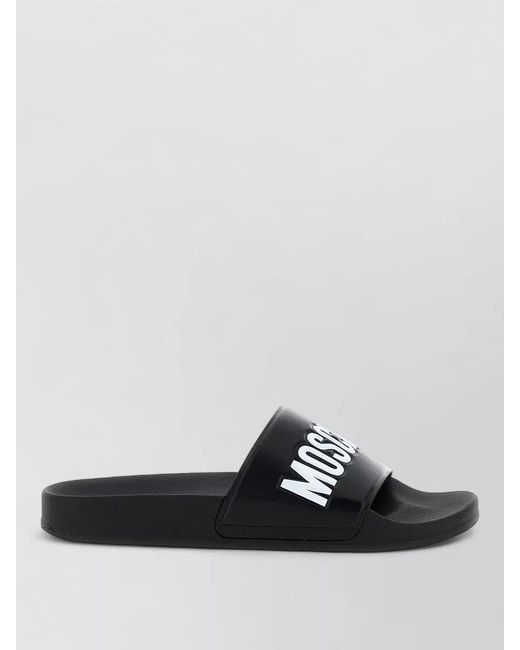 Moschino Black Pool Slides Open Toe Flat Sole for men