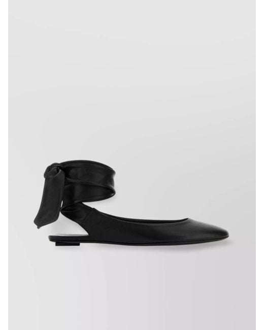 The Attico White Leather Ballerina Shoes