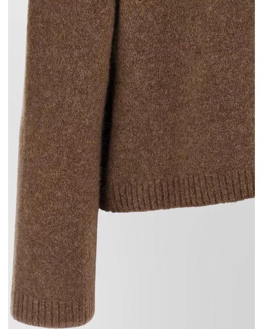 Max Mara Brown Orlaya Stretch Cashmere Mock Neck Sweater
