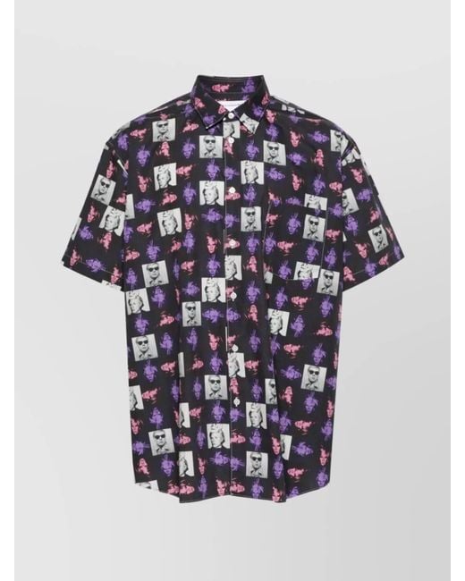Comme des Garçons Blue Cotton Printed Short-Sleeve Shirt for men