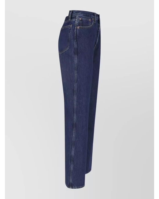 Re/done Blue High-Rise Straight-Leg Jeans