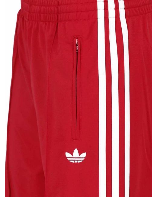 Adidas Red Elastic Waistband Shorts Three Stripe Design