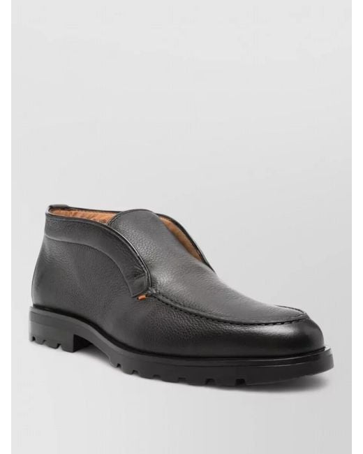 Santoni Gray Leather Loafers for men