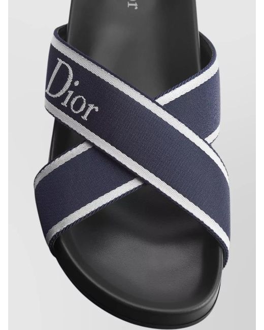 Dior Multicolor Open Toe Flat Sole Crossed Strap Slides for men