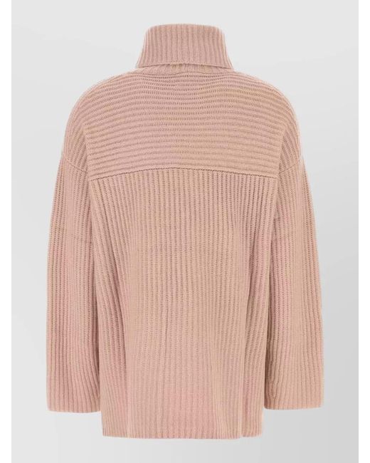 LeKasha Pink Cashmere Lisbon Sweater High Neck Relaxed