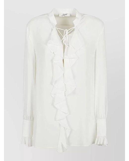 Seafarer White Milly Shirt Long Sleeves Ruched Front Tie