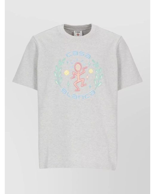 Casablanca White Printed Cotton Short-Sleeve T-Shirt for men
