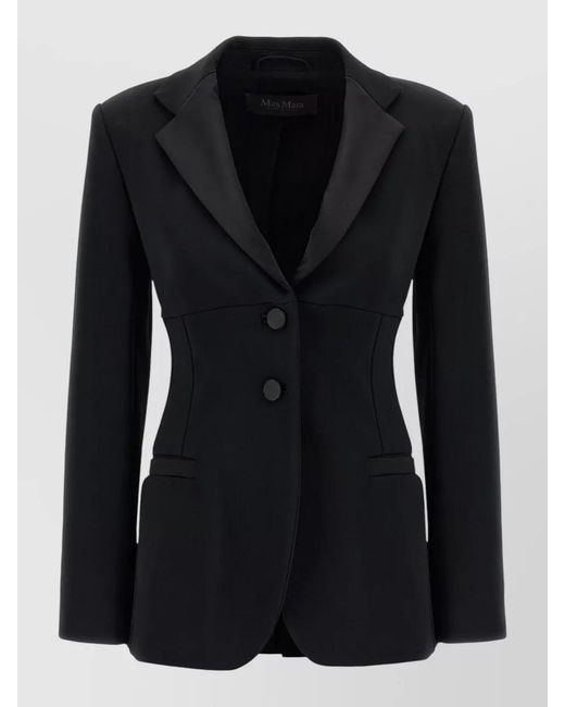 Max Mara Black Oreste Blazer Front Pockets Long Sleeves